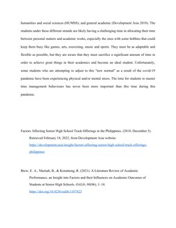 humanities and social sciences (HUMSS); and general academic (Development Asia 2018). The
students under these different stra