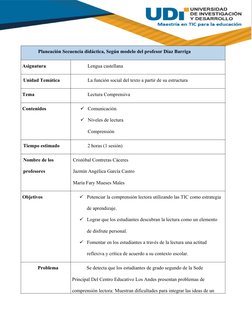 Planeación Secuencia didáctica, Según modelo del profesor Díaz Barriga
Asignatura 
Lengua castellana 
Unidad Temática
La fun