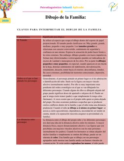 2020 
 
Psicodiagnóstico Infantil Aplicado 
Dibujo de la Familia: 
 
C L A V E S  P A R A  I N T E R P R E T A R  E L  D I B