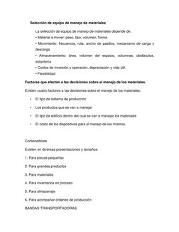 Selección de Equipo para Manejo de Materiales | PDF | Almacén