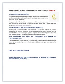 NUESTRA IDEA DE NEGOCIO: FABRICACION DE CALZADO “CERLOSI” 
  
  
  
  
 
2.1. DESCRIBIR IDEA DE NEGOCIO  
El presente traba