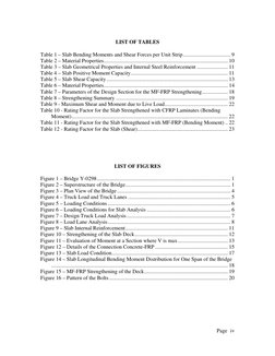 Page     
 
iv
LIST OF TABLES 
 
Table 1 – Slab Bending Moments and Shear Forces per Uni