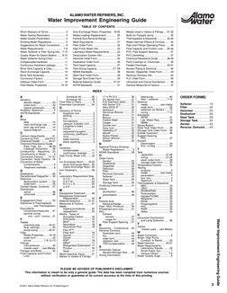 3
© 2001, Alamo Water Refiners, Inc. Printed August 1
Water Improvement Engineering Guide
TABLE OF CONTENTS
ALAMO WATER REFIN