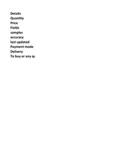 Details
Quantity
Price
Fields
samples
accuracy
last updated
Payment mode
Delivery
To buy or any qu
