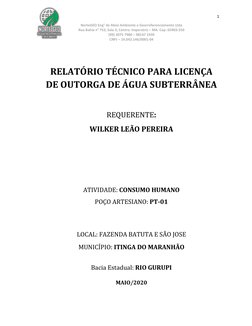 1 
 
 
NorteGEO Eng° de Meio Ambiente e Georreferenciamento Ltda 
Rua Bahia n° 753, Sala 3, Centro. Imperatriz – MA. Cep. 659