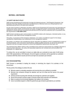 Classification: Confidential
SECTION 2:   SHE POLICIES 
 (2.1) SAFETY AND HEALTH POLICY
Staff Connect Engineering & Const