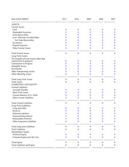 BALANCE SHEET
2011 
2010 
2009 
2008 
2007 
-------------------------------------------------------------- ---------------- -