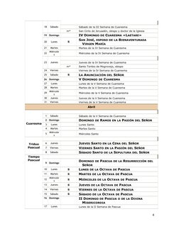 18
Sábado
 Sábado de la III Semana de Cuaresma
m*
 San Cirilo de Jerusalén, obispo y doctor de la Iglesia
19
Domingo
 IV DOMI