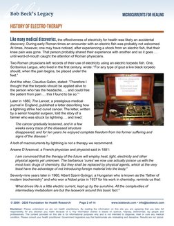 Bob Beck’s Legacy
MICROCURRENTs for healing
© 2008 - 2020 Foundation for Health Research	
Page 2 of 14	
www.bobbeck.com • inf