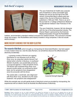 Bob Beck’s Legacy
MICROCURRENTs for healing
© 2008 - 2020 Foundation for Health Research	
Page 3 of 14	
www.bobbeck.com • inf