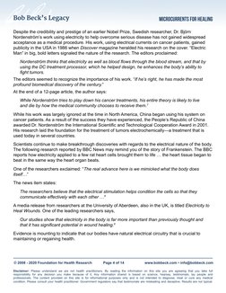 Bob Beck’s Legacy
MICROCURRENTs for healing
© 2008 - 2020 Foundation for Health Research	
Page 4 of 14	
www.bobbeck.com • inf