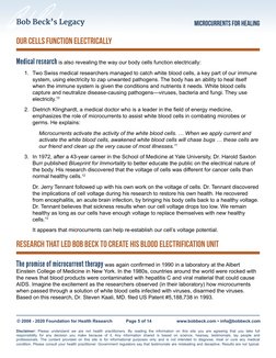 Bob Beck’s Legacy
MICROCURRENTs for healing
© 2008 - 2020 Foundation for Health Research	
Page 5 of 14	
www.bobbeck.com • inf