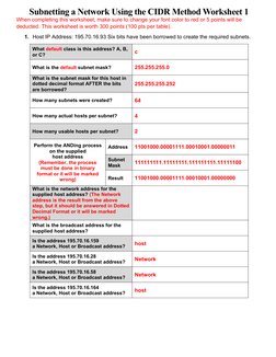 CIDR Subnetting Practice Worksheet | PDF | Computer Architecture ...