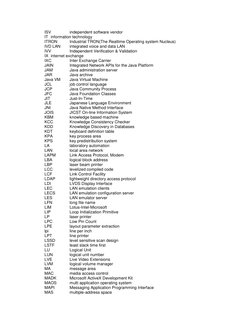ISV 
  independent software vendor 
IT   information technology 
ITRON 
  Industrial TRON(The Realtime Operating system Nucle