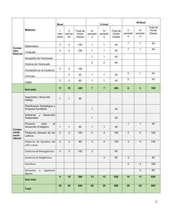 2
Compo
ntes
Básicos
Materias 
Nivel
II nivel
                   III Nivel 
I
sem
estre
II
semes
tre
Total de
Horas
Clases
II