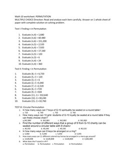 Math 10 worksheet: PERMUTATION 
MULTIPLE CHOICE Direction: Read and analyze each item carefully. Answer on 1 whole sheet of