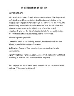 IV Medication Administration Checklist | PDF | Intravenous Therapy ...