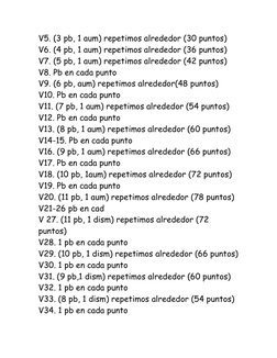 V5. (3 pb, 1 aum) repetimos alrededor (30 puntos) 
V6. (4 pb, 1 aum) repetimos alrededor (36 puntos) 
V7. (5 pb, 1 aum) repet