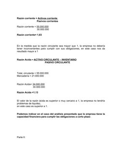 Razón corriente = Activos corriente 
                              Pasivos corrientes
Razón corriente = 55.000.000