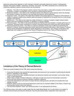 behavioral achievement depends on both motivation (intention) and ability (behavioral control). It distinguishes
between thre