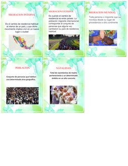 MIGRACION INTERNA 
Es el cambio de residencia habitual
al interior de un país, y que dicho
movimiento implica vivir