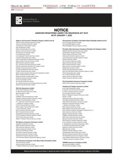 [March 24, 2023]
555
409—Continued 
Sagicor Life Insurance Trinidad & Tobago Limited (cont’d)
Jhavon Felmine Insurance Servic