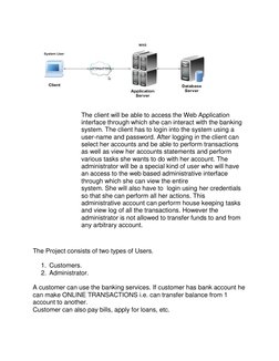 The client will be able to access the Web Application 
interface through which she can interact with the banking 
system. T