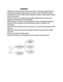 Customer 
Ordinary customers have a login user name, and a login password with 
which they are able to login into their acco