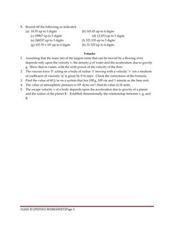 Class 11 Physics: Units & Measurements Worksheet | PDF | Mass ...