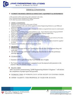 TERMS & CONDITIONS: 
 
 PAYMENT FOR DESIGN, SERVICE & CONSULTANCY, EQUIPMENT’S & INSTRUMENTS: 
 
1. 50% payment w