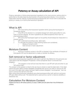 API Potency and Assay Calculation Guide | PDF | Science & Mathematics