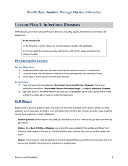 Infectious Diseases Lesson Plan | PDF | Infection | Pathogen