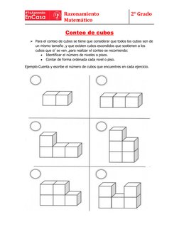 Razonamiento 
Matemático 
2° Grado
Conteo de cubos
Para el conteo de cubos se tiene que considerar que todos los cubos son d