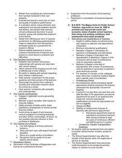 10
e.
Refrain from accepting any remuneration 
from tutorials rendered to their own 
students. 
f.
Evaluate the learner’s wor