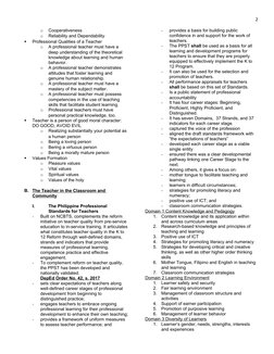 2
o
Cooperativeness
o
Reliability and Dependability

Professional Qualities of a Teacher
o
A professional teacher must have