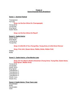 Frozen Jr Script Pdf Frozen Jr. Scene and Song Breakdown | PDF