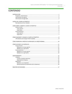 B006-7198-E005
 Cajero automático NCR SelfServ™ 23  Visión general del operador
Contenido
i
CONTENIDO
INTRODUCCIÓN...........