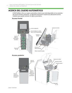 Cajero automático NCR SelfServ™ 23 Visión general del operador
ACERCA DEL CAJERO AUTOMÁTICO
4
B006-7198-E005
ACERCA DEL CAJER