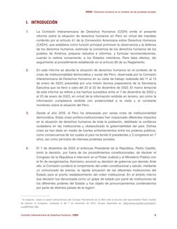 PERÚ | Derechos humanos en el contexto de las protestas sociales
I. INTRODUCCIÓN
1.
La Comisión Interamericana de Derechos Hu