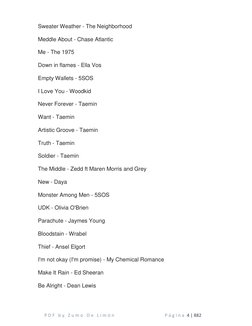 P D F  b y  Z u m o  D e  L i m ó n                      P á g i n a  4 | 882 
Sweater Weather - The Neighborhood2 
Meddle