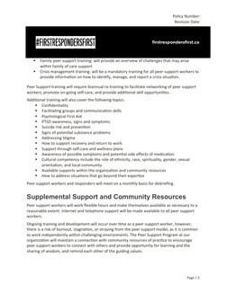 Policy Number:
Revision Date:

Family peer support training: will provide an overview of challenges that may arise 
within f