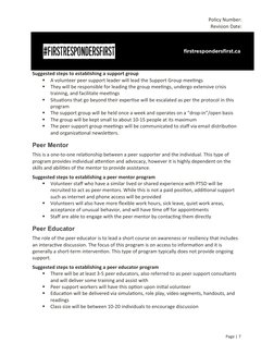 Policy Number:
Revision Date:
Suggested steps to establishing a support group

A volunteer peer support leader will lead the