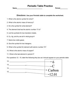 Practice Label Periodic Table Periodic Table Practice Worksheet | PDF