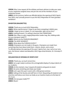 VERON: May I now request all the athletes and team advisers to take your seats 
at your respective assigned areas and join th
