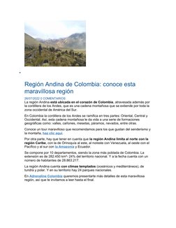 
Regiones de Colombia
 
 
Región Andina de Colombia: conoce esta 
maravillosa región
26/07/2022 0 COMENTARIOS
La región Andi