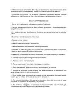 6. Observaciones o comentarios. En el que se correlacionan las comprobaciones de la 
autopsia con las circunstancias de la mu
