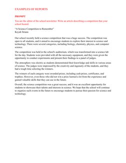 CSEC Report Writing Examples | PDF | Travel | Art