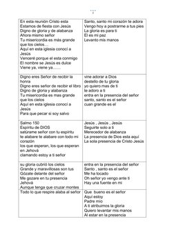 En esta reunión Cristo esta
Estamos de fiesta con Jesús
Digno de gloria y de alabanza
Ahora mismo señor
Tu misericordia es má