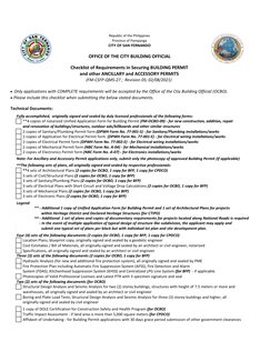  Only applications with COMPLETE requirements will be accepted by the Office of the Ctiy Building Official (OCBO).
 Please