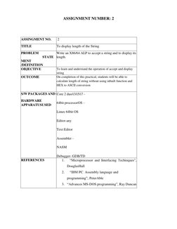 ASSIGNMENT NUMBER: 2
ASSINGMENT NO.
2
TITLE
To display length of the String
PROBLEM
STATE
MENT
/DEFINITION
W